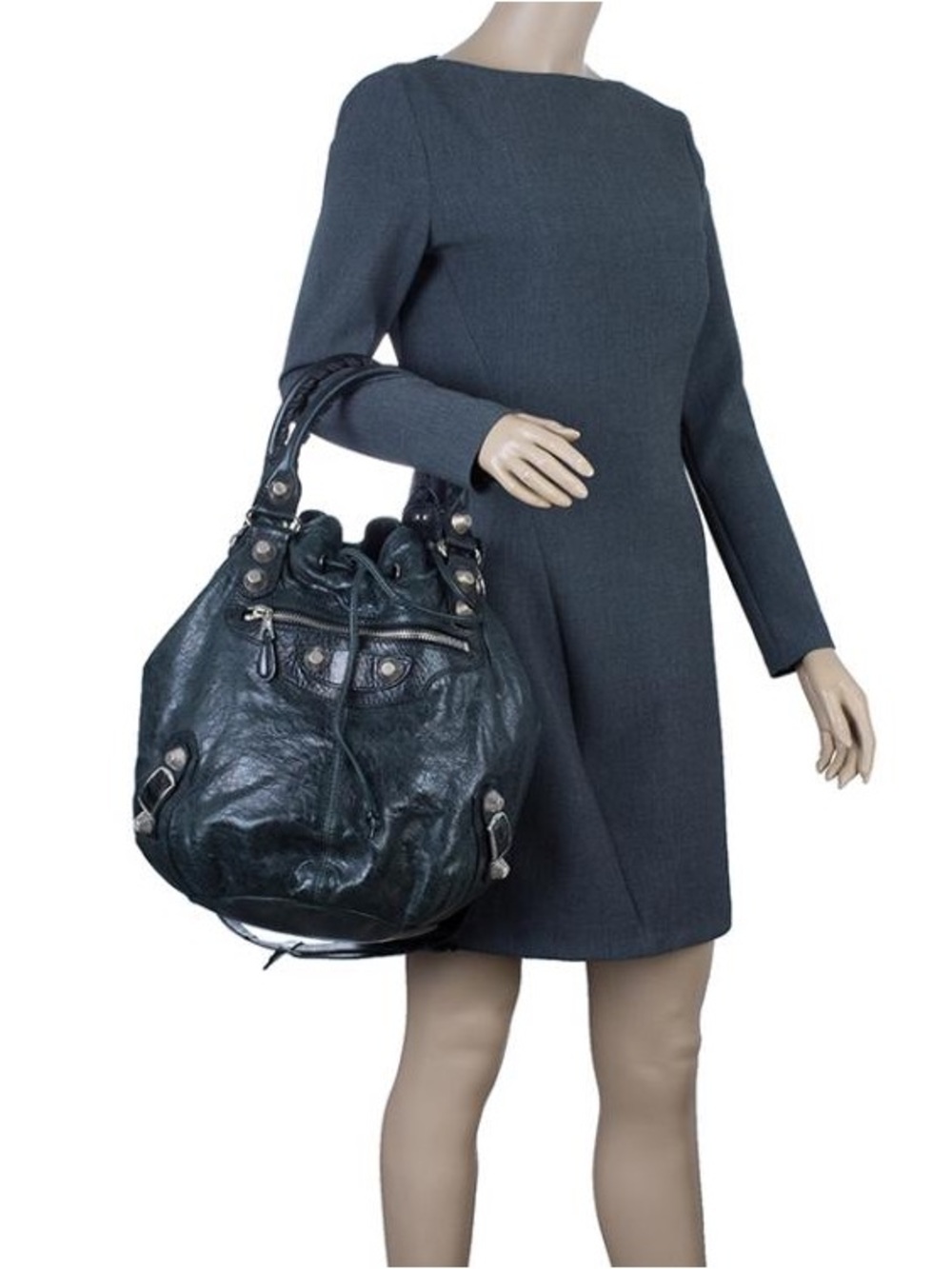 Balenciaga Giant 12 Bleu Tropical Pompon Drawstring Bag - Picture 15 of 15